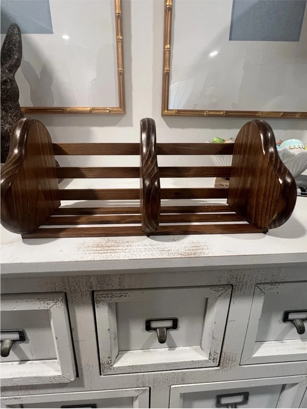 Vintage Wooden Heart Shelf with 3 Shelves, Brown